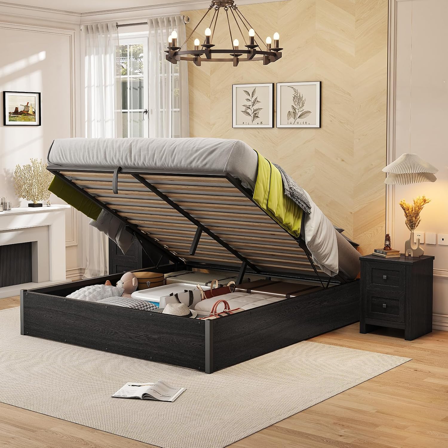 Gas Lift Storage Bed Hydraulic - إطار سرير قابل للرفع مع مساحة