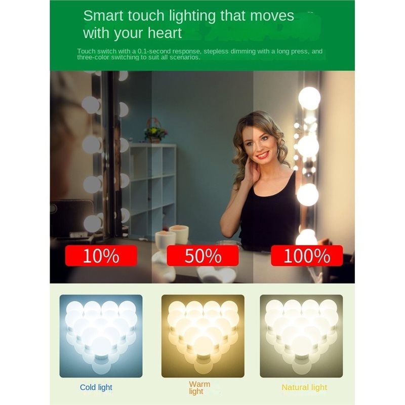 Dressing Table Vanity With Lighted Mirror - مصباح LED قابل لإعادة الشحن عبر