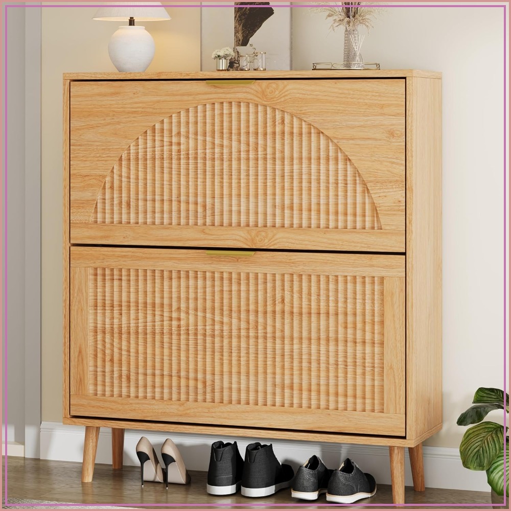 Shoe Rack Cabinet Narrow Entryway - خزانة تخزين أحذية بثلاثة أدراج قابلة