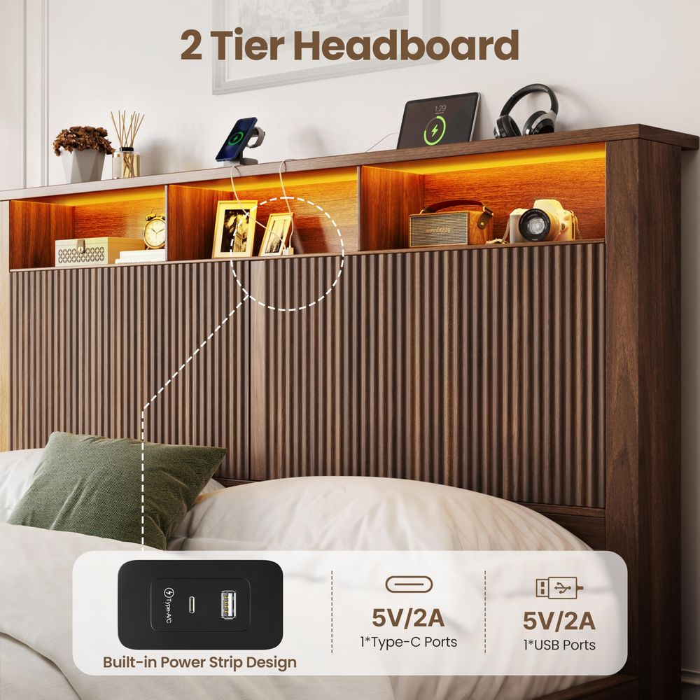 إطار سرير بحجم كينج مع لوح رأس - مراجعة King Size Bed Frame With Storage Drawers وسعره