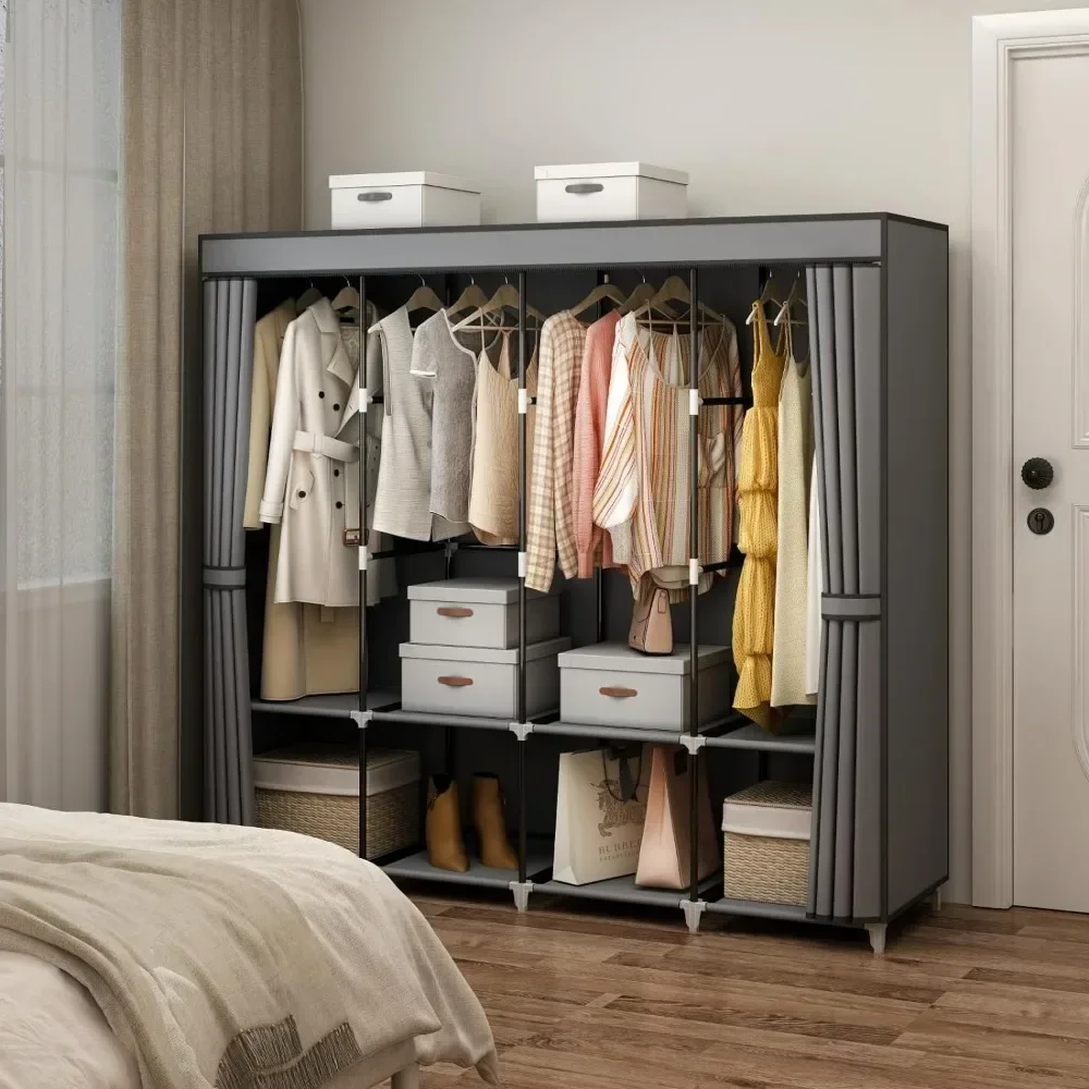 خزانة ملابس محمولة بطول 67 بوص - مراجعة Wardrobe Closet Portable Fabric Cover وسعره