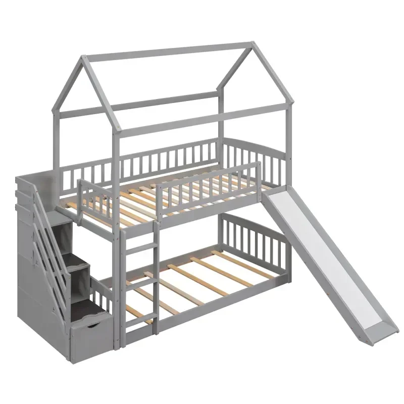 سرير مزدوج للأطفال مصنوع من ال - مراجعة Bunk Bed With Stairs And Slide وسعره