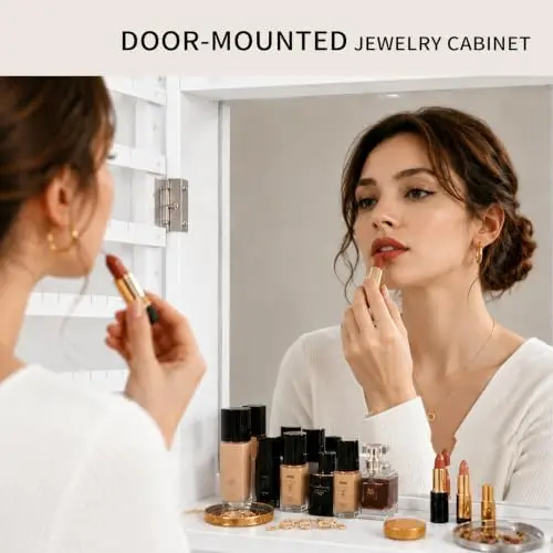 مع مرآة كاملة الطول، و6 مصابيح - مراجعة Full Length Mirror Jewelry Armoire وسعره