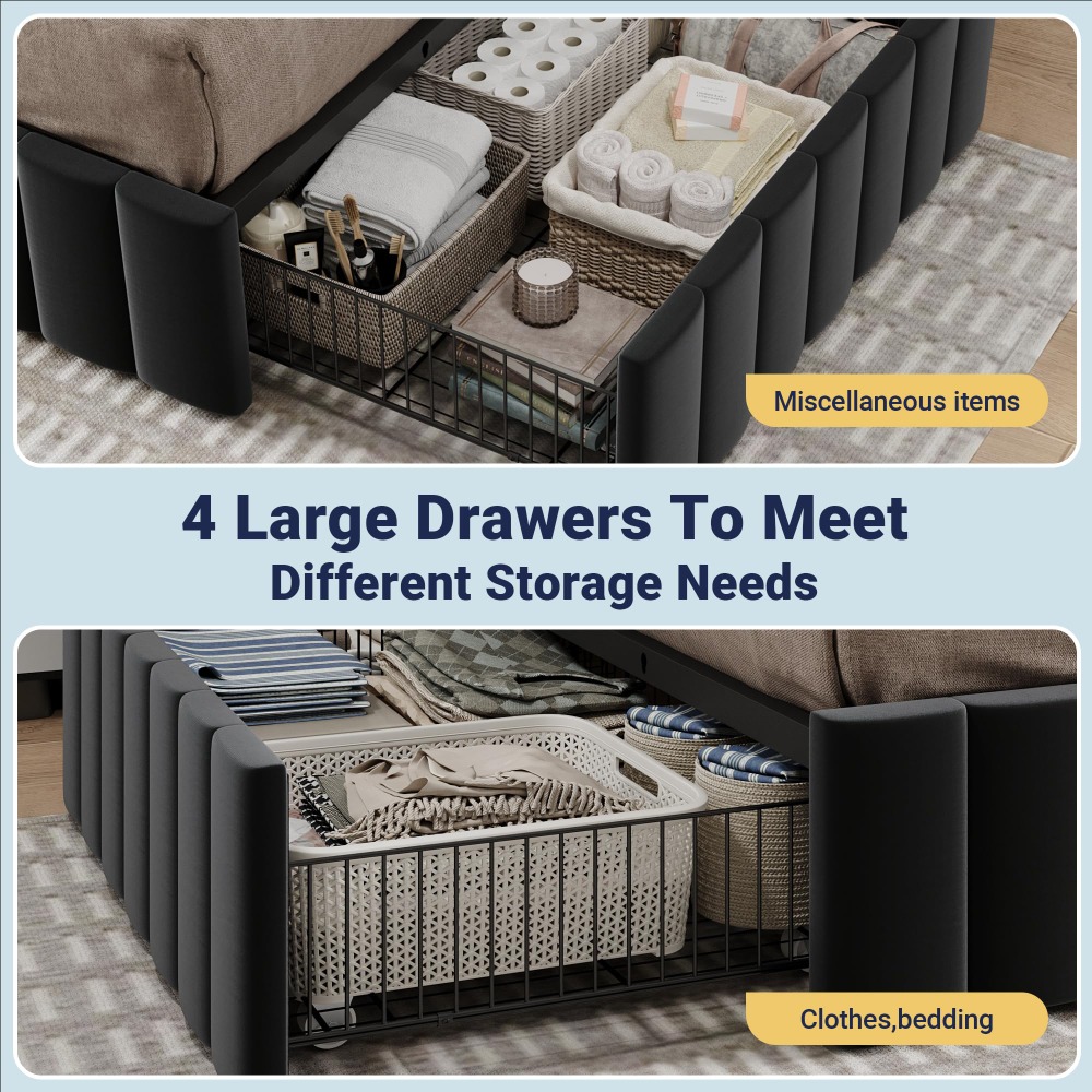 إطار سرير بحجم كينج مع 4 أدراج - مراجعة King Size Bed Frame With Storage Drawers وسعره