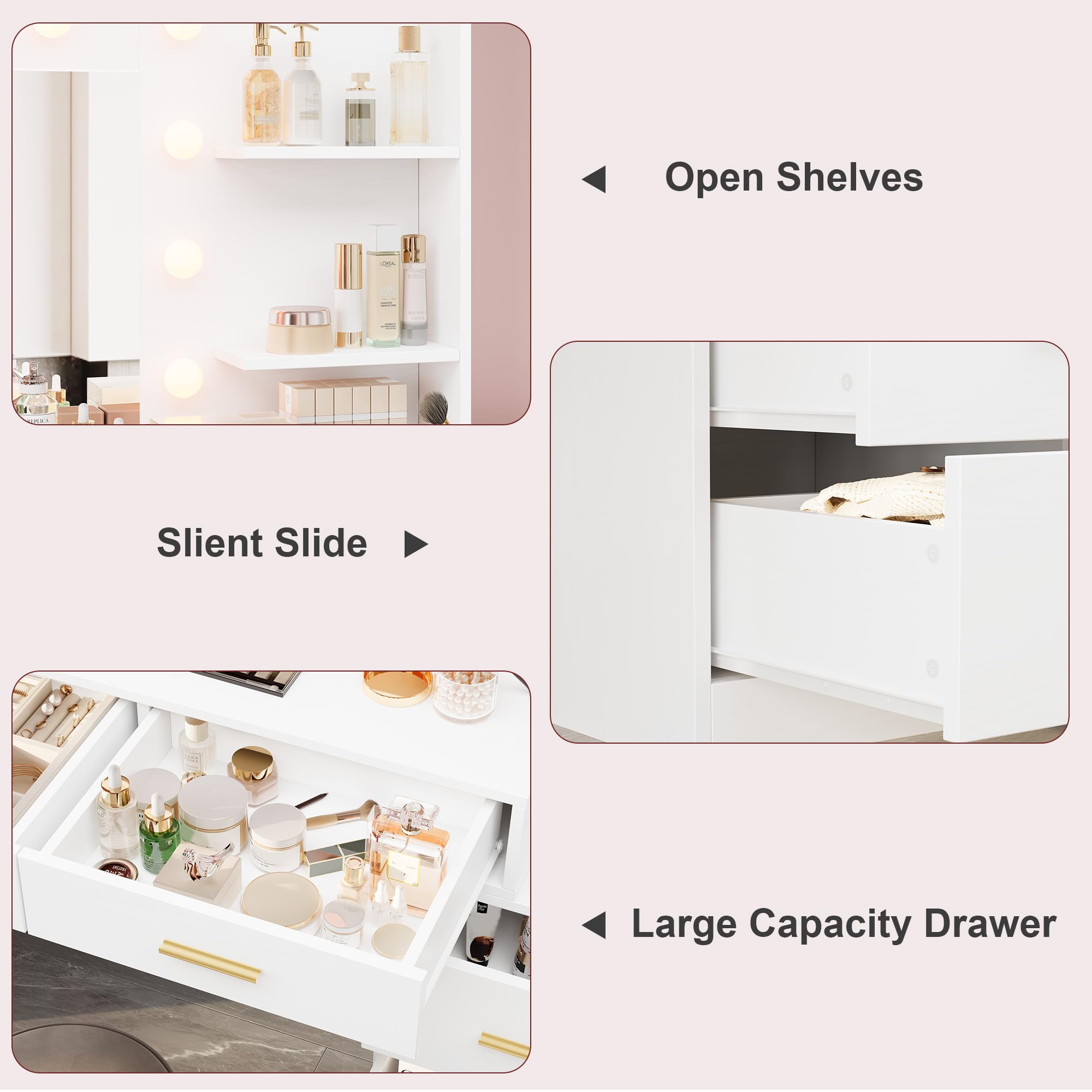 طاولة مكياج بحجم 61 بوصة مع مر - مراجعة Dressing Table Vanity With Lighted Mirror وسعره