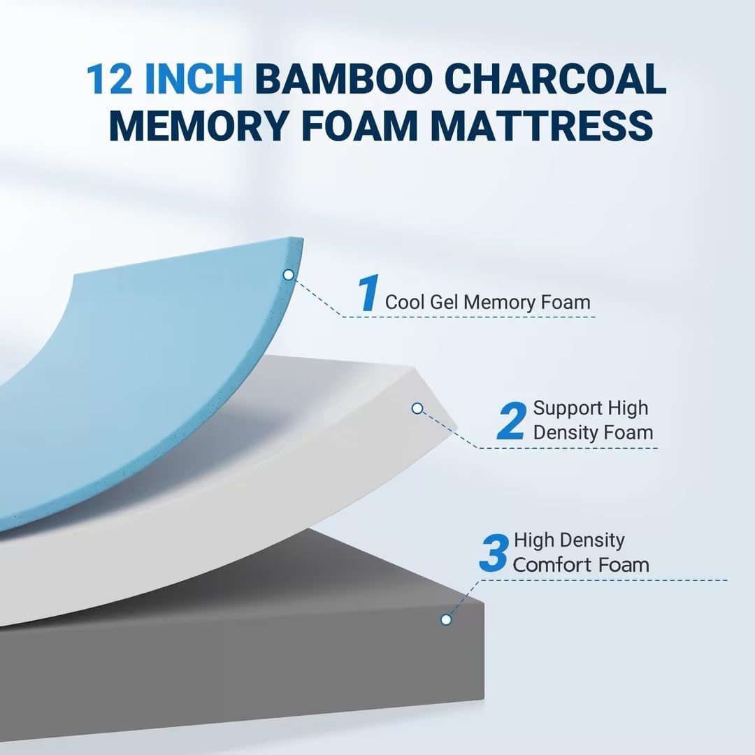 مرتبة كوين ميموري فوم مقاس 12  - مراجعة Memory Foam Mattress In A Box Queen وسعره