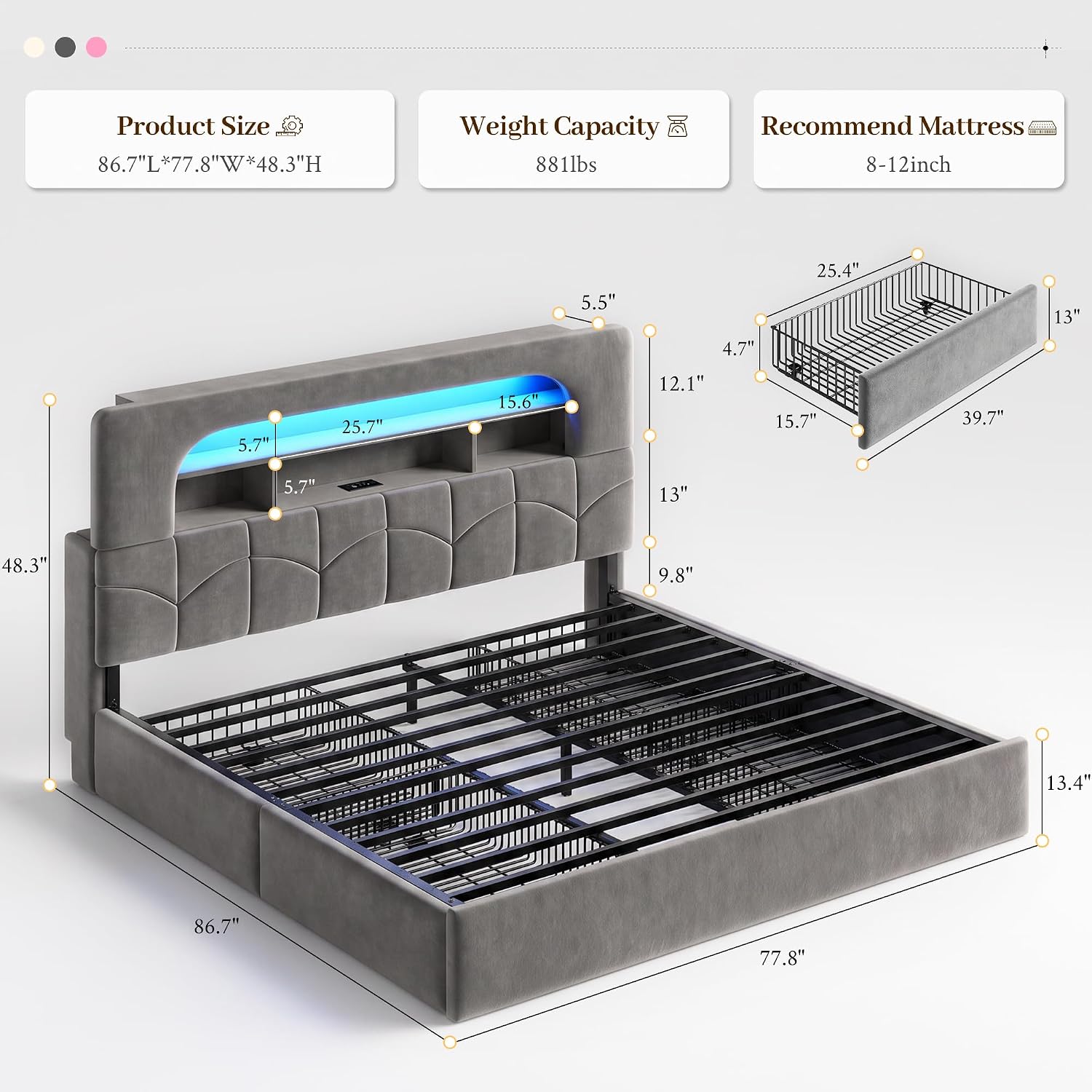إطار سرير بحجم كينج مع 4 أدراج - مراجعة King Size Bed Frame With Storage Drawers وسعره