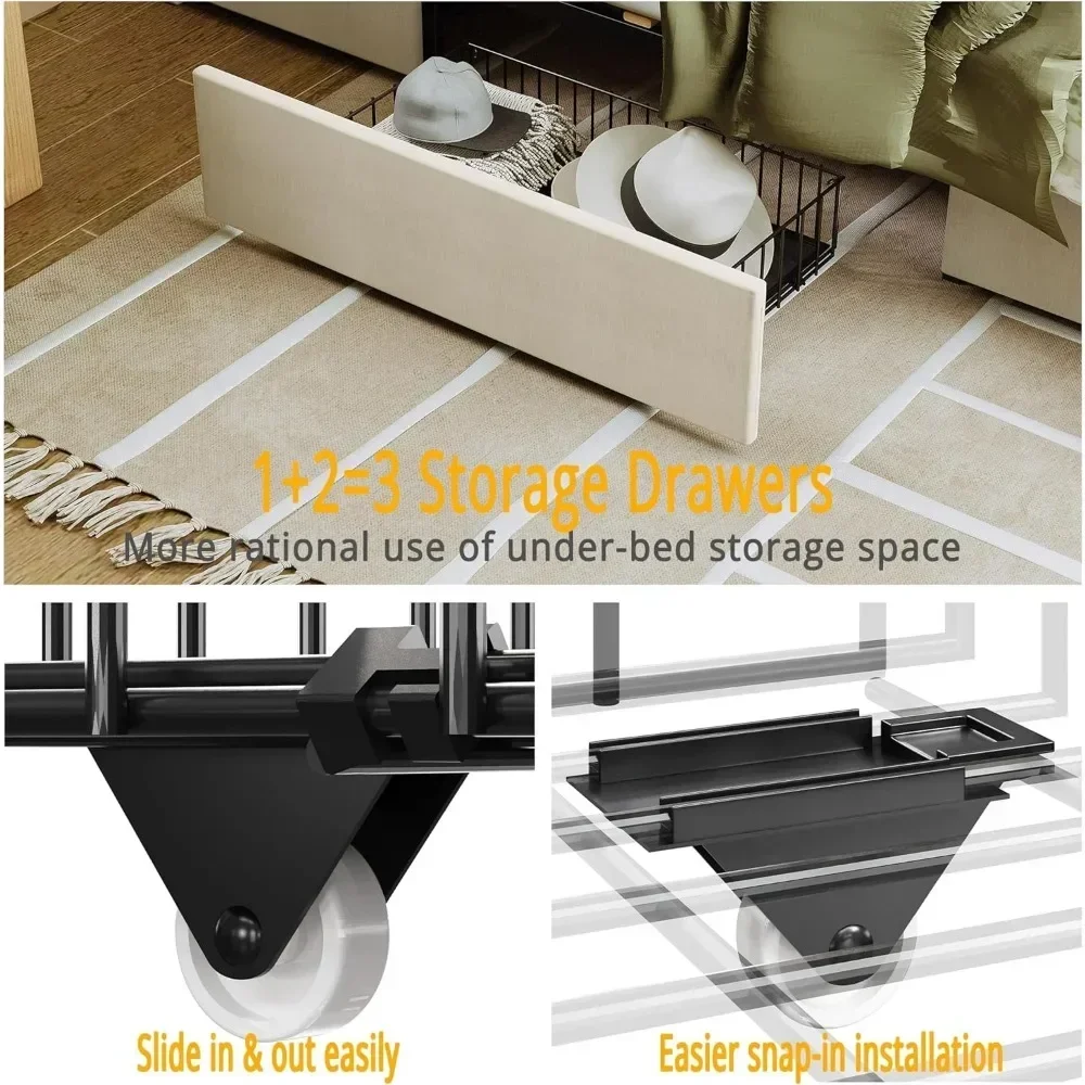 إطار سرير بحجم كينج مع لوح رأس - مراجعة King Size Bed Frame With Storage Drawers وسعره