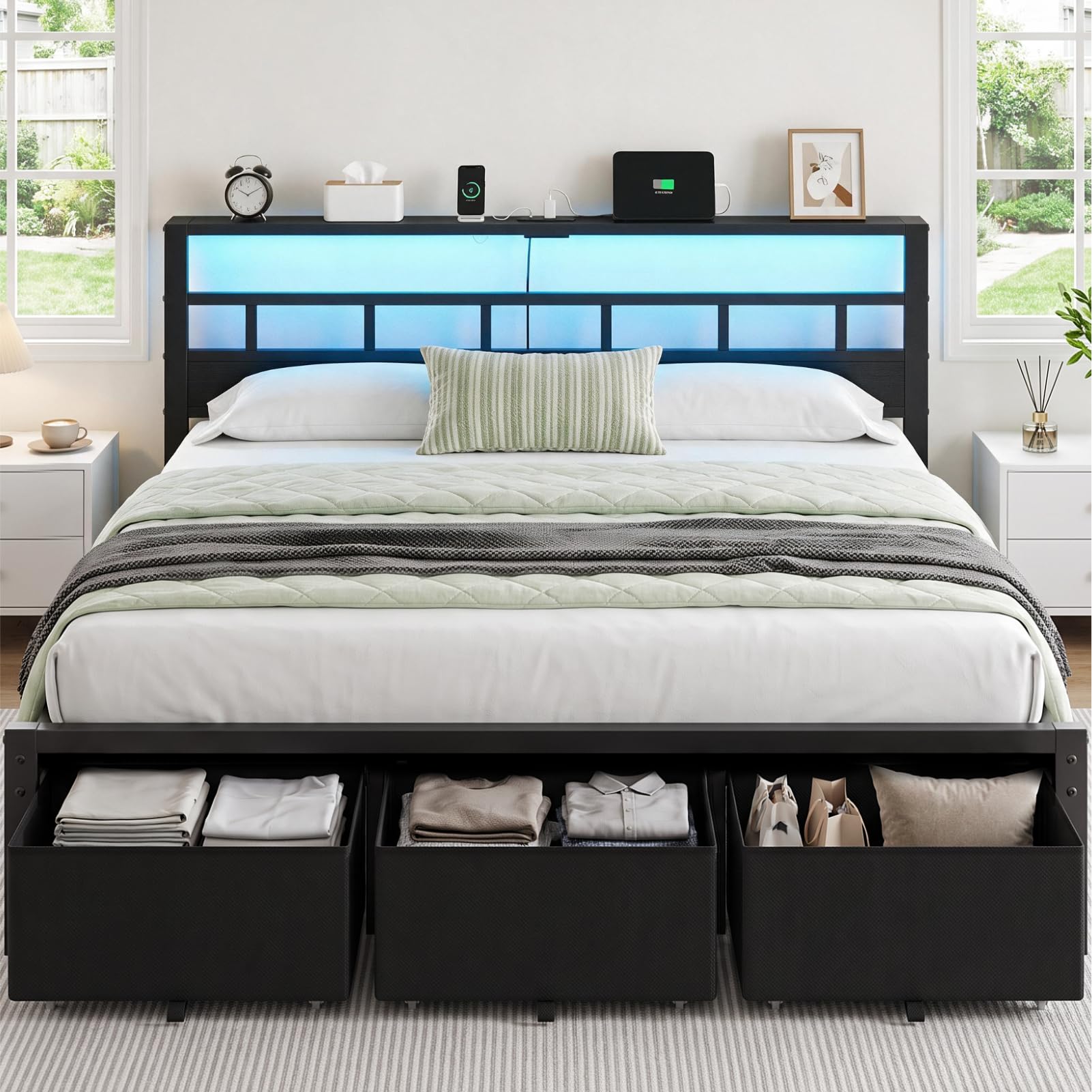 إطار سرير بحجم كينج مع 3 أدراج - مراجعة King Size Bed Frame With Storage Drawers وسعره