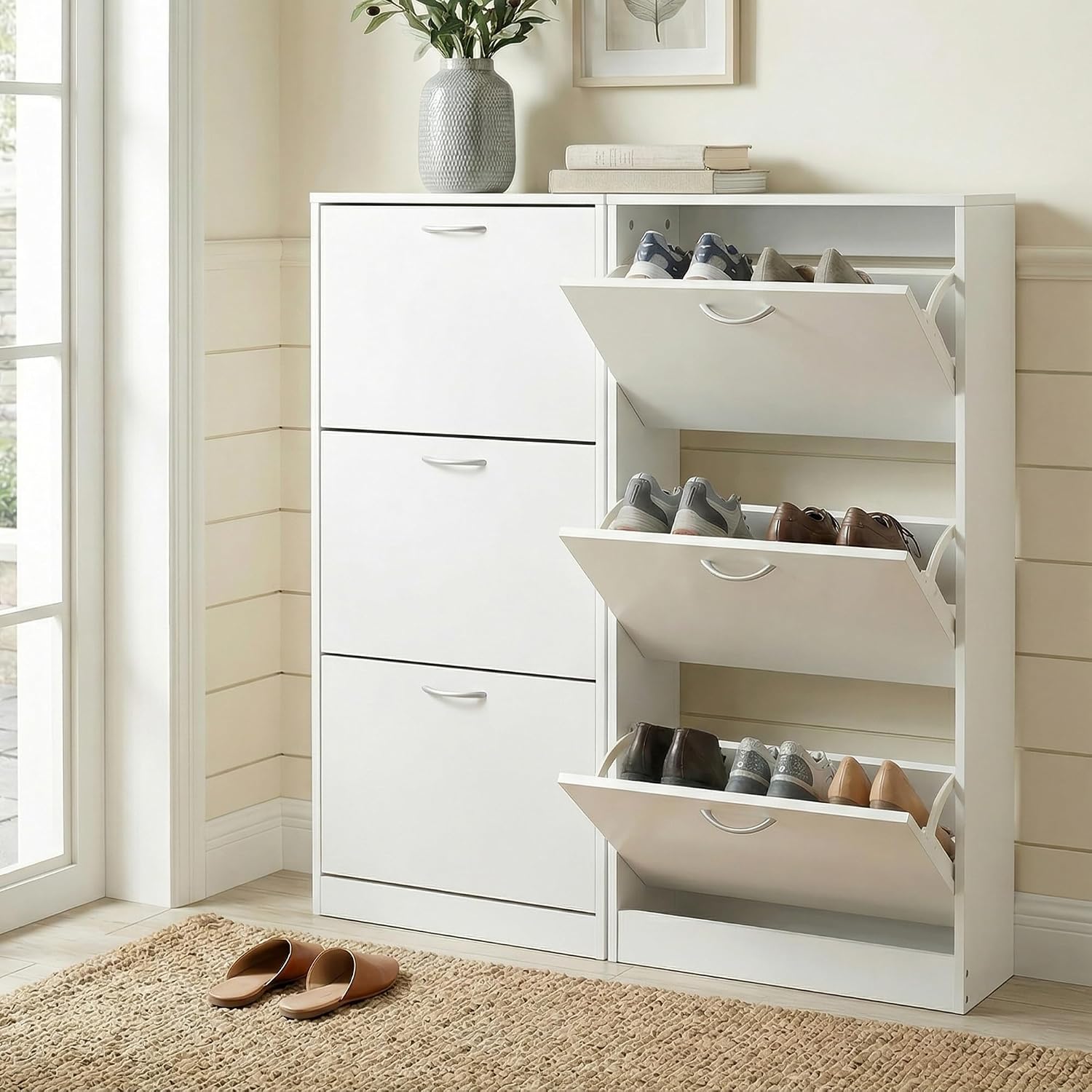 خزانة أحذية ضيقة للمداخل، وحدة - مراجعة Shoe Rack Cabinet Narrow Entryway وسعره